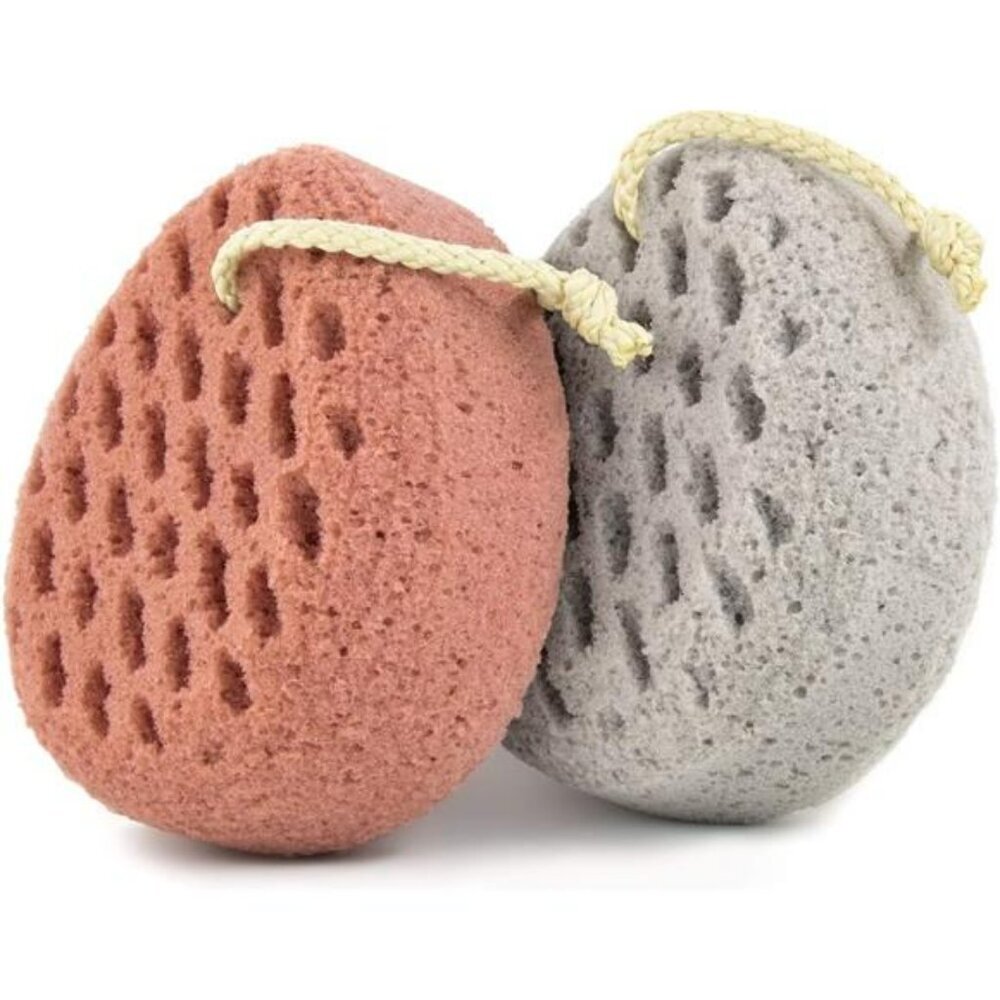 Pink Grey Bath Loofah Sponge Body Scrubber Shower Pouf Exfoliating Cleanser